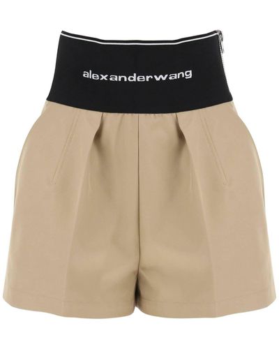 Alexander Wang Cotton And Nylon Shorts With Branded Waistband - Multicolor