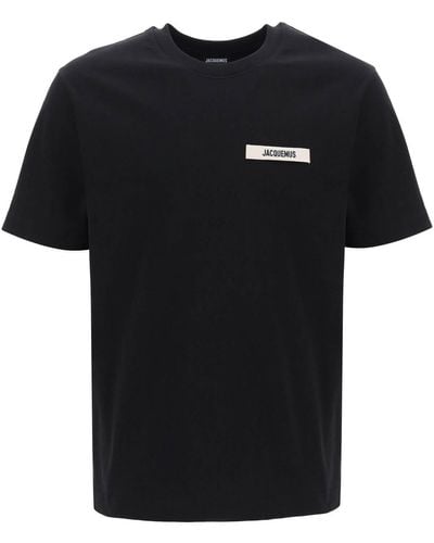 Jacquemus 'Le T Shirt Gros Grain' Crew Neck T Shirt - Black