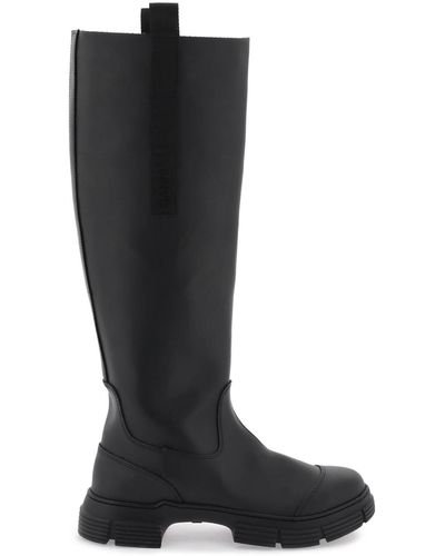 Ganni Recycled Rubber Knee High Boots - Black