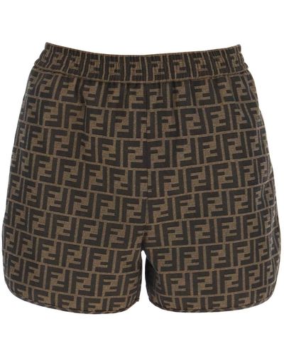 Fendi "canvas Ff Shorts For Men - Grey
