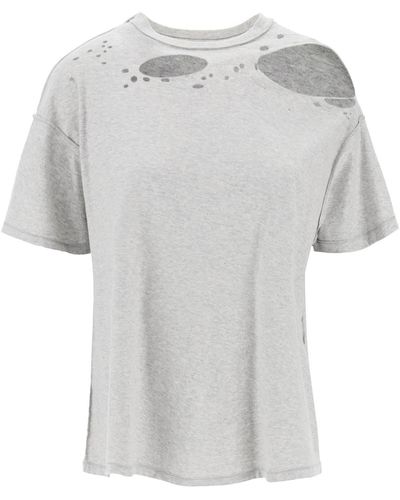 Interior Mandy Destroyed-Effect T-Shirt - Grey