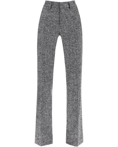 Alessandra Rich Pants With Herringbone Motif - Grey
