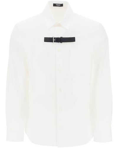 Versace Camicia Con Cinturino In Pelle - Bianco