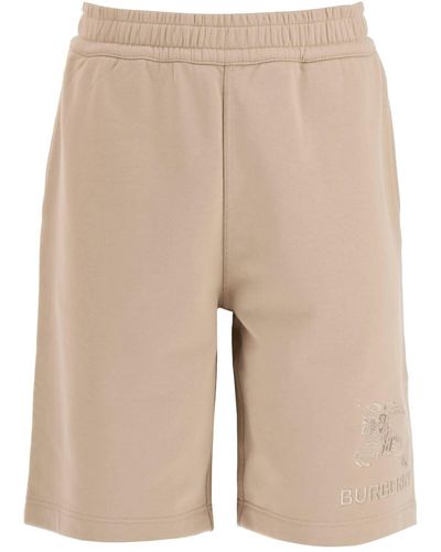 Burberry Taylor Sweatshorts With Embroidered Ekd - Natural