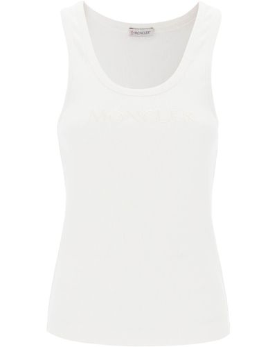 Moncler Sleeveless Ribbed Jersey Top - White