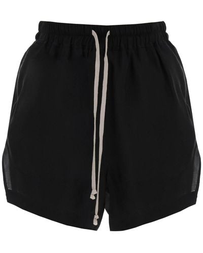 Rick Owens Sporty Shorts In Cupro - Black