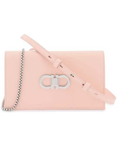 Ferragamo Mini Crossbody Bag With Gancini - Pink