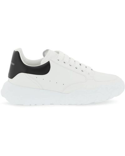 Alexander McQueen Court Oversized Leather Mid-top Sneakers - White