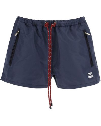 Miu Miu Nic Technical Fabric Shorts For Active - Blue