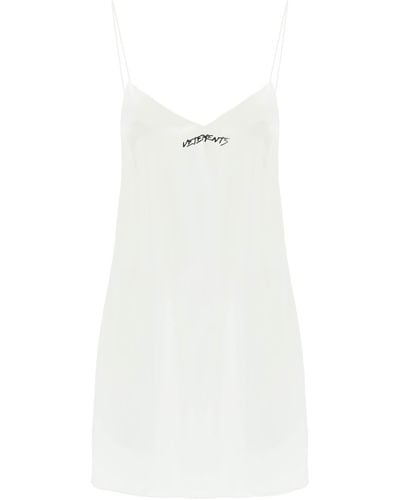 Vetements Slip Dress With Logo - White