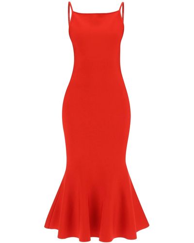 Alexander McQueen Knit Midi Dress - Red