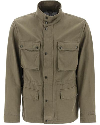 Woolrich Giacca Field In Misto Cotone E Lino - Verde