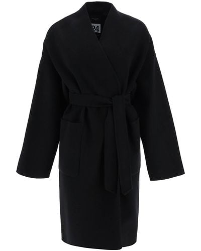 Weekend by Maxmara 'clipper' Coat In Wool Broadcloth - Black