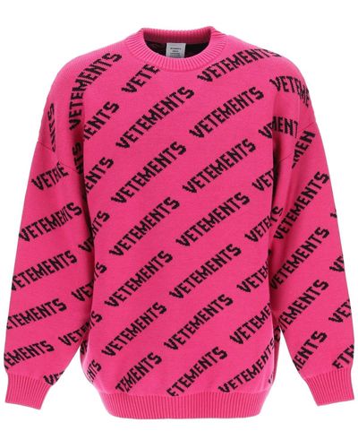 Vetements Monogram Jacquard Sweater - Pink