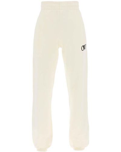 Off-White c/o Virgil Abloh Pantaloni sportivi con logo floccato - Bianco