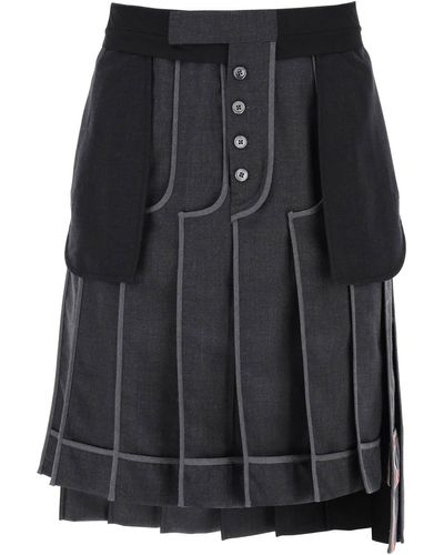Thom Browne Inside-out Pleated Skirt - Black