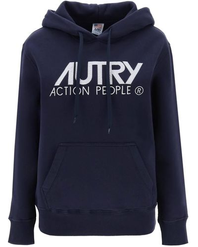 Autry 'icon' Hoodie With Logo Embroidery - Blue