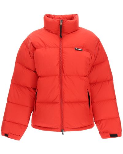Vetements Down Jacket With Logo Embroidery - Red