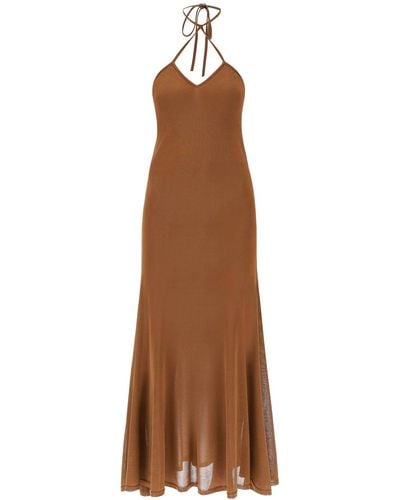 Tom Ford Knitted Halterneck Maxi Dress - Brown