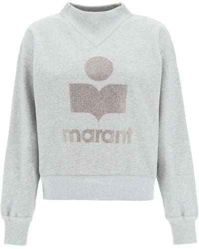 Isabel Marant Isabel Marant Etoile 'moby' Glitter Logo Sweatshirt - White