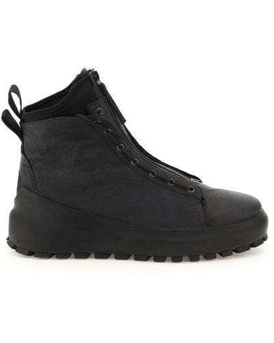 Stone Island Dual Lacing System Leather Dyneema Ankle Boots - Black