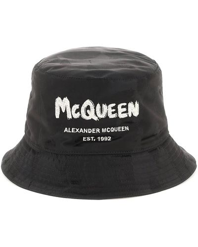 Alexander McQueen Graffiti Logo Bucket Hat - Black