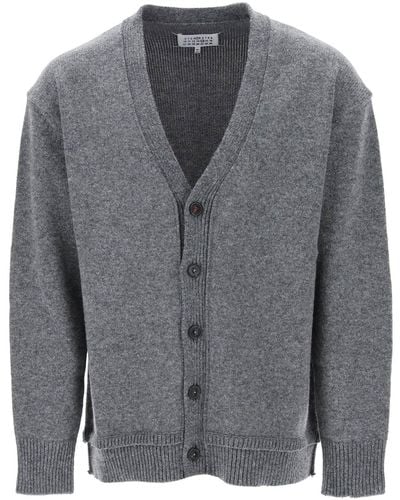 Maison Margiela Cardigan With Elbow Patches - Gray