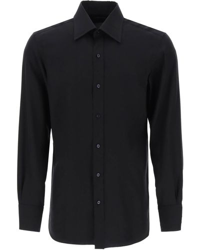 Tom Ford Silk Blend Poplin Shirt - Black