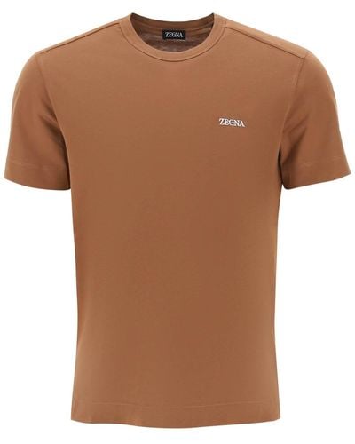 Zegna Logo T-Shirt - Brown