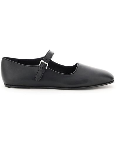 The Row Ava Mary-jane Leather Ballet Flats - Black