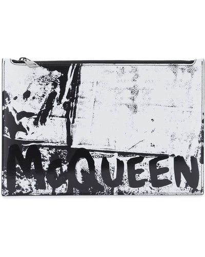 Alexander McQueen Clutch con stampa astratta - Bianco