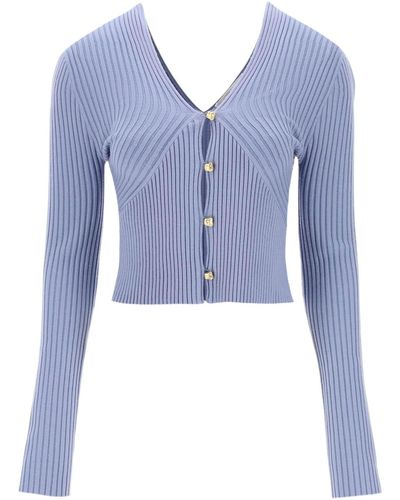 Chloé Chloe' Cardigan With Sculpted Buttons - Blue