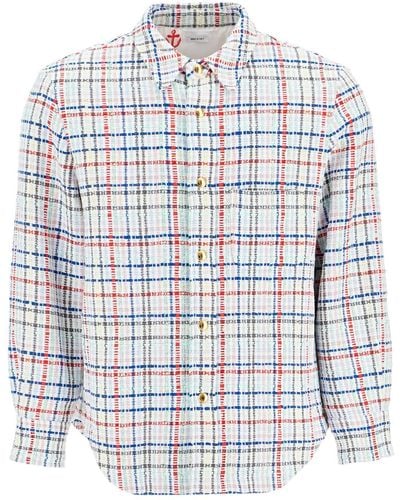 Thom Browne Giacca A Camicia In Tweed Vichy Multicolore - Bianco