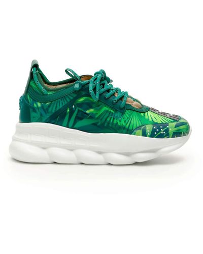 Versace Jungle Print Chain Reaction Trainers - Green