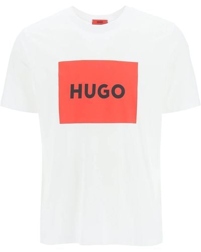 HUGO T Shirt Dulive Con Box Logo - Rosso