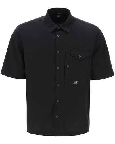 C.P. Company Short-Sleeved Poplin Shirt - Black