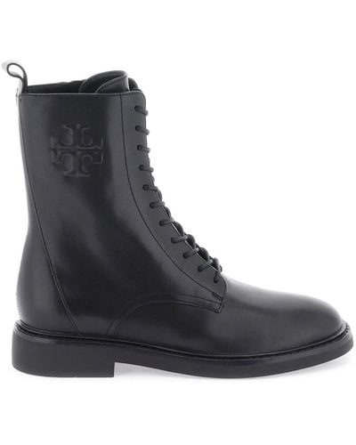 Tory Burch Double T Combat Boots - Black