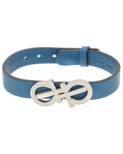 Ferragamo Salvatore Adjustable Leather Bracelet - Blue