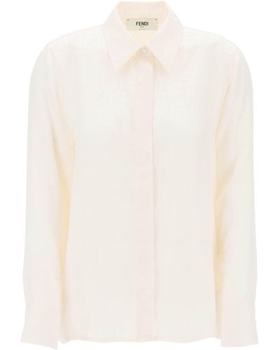 Fendi "Silk Crêpe Ff Shirt - White