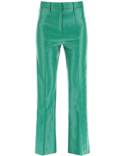 ROTATE BIRGER CHRISTENSEN Rotate Robyn Trousers With Monogram Print - Green