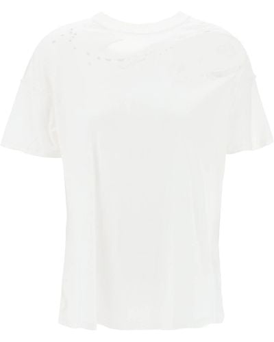 Interior Mandy Destroyed-Effect T-Shirt - White