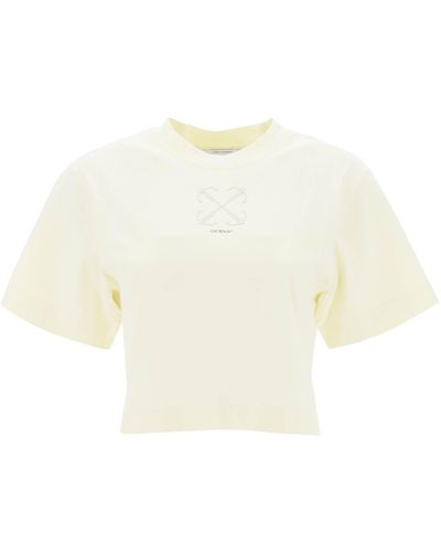 Off-White c/o Virgil Abloh T-shirt cropped con motivo Arrow - Bianco