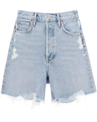 Agolde Shorts In Denim Stella - Blu