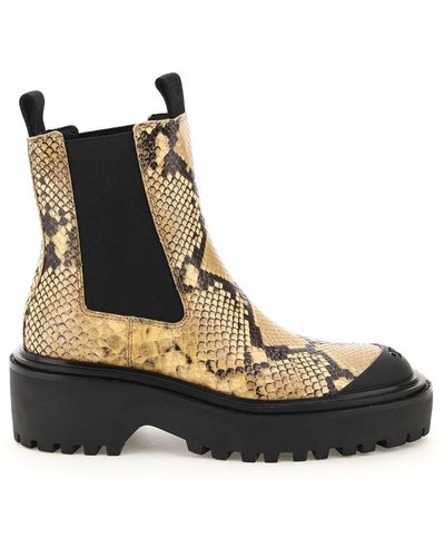 Tory Burch Python-printed Leather Chelsea Boots - Black