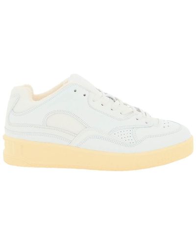 Jil Sander Leather And Mesh Sneakers - White