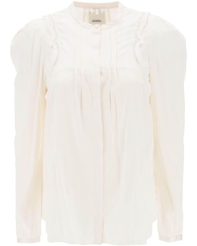 Isabel Marant 'joanea' Satin Blouse With Cutwork Embroideries - White