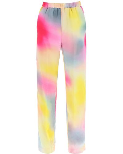 MSGM Pantaloni In Raso Multicolor - Rosa