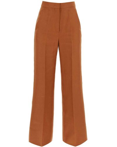 Max Mara 'hangar' Wide Leg Linen Trousers - Brown