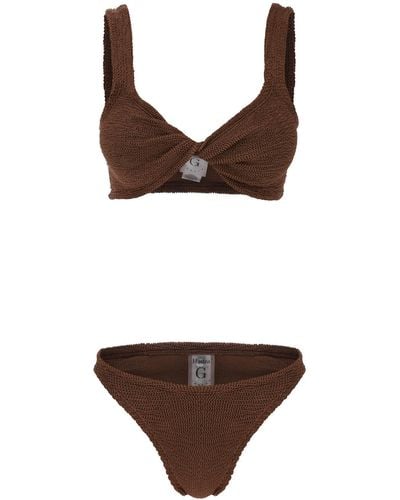 Hunza G Juno Metallic-Effect Bikini Set - Brown