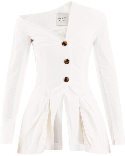 A.W.A.K.E. MODE Asymmetrical Blazer 34 Cotton - White